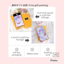 將圖片載入圖庫檢視器 香港維港幻浪 粉紫自然海浪波邊菱形絲巾/ 配絲巾扣高雅禮盒