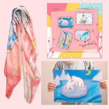 將圖片載入圖庫檢視器 【客製化絲巾禮物】 個人畫作客製絲巾 & 絲巾扣禮盒 / 母親節/ 畢業禮物