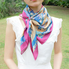 將圖片載入圖庫檢視器 StephyDesignHK 春語藍底花大絲巾連絲巾扣高雅禮盒