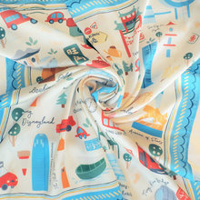 Load image into Gallery viewer, StephyDesignHK "Hong Kong Story" Hand-painted Scarf with Scarf Ring Gift Box