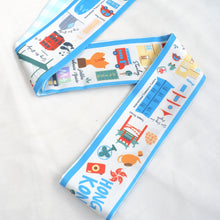 將圖片載入圖庫檢視器 【香港手繪長絲巾】 藍色 TWILLY 絲巾髮帶配絲巾扣禮盒/香港手信