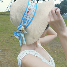 將圖片載入圖庫檢視器 【香港手繪長絲巾】 藍色 TWILLY 絲巾髮帶配絲巾扣禮盒/香港手信