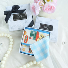 將圖片載入圖庫檢視器 【香港手繪長絲巾】 藍色 TWILLY 絲巾髮帶配絲巾扣禮盒/香港手信