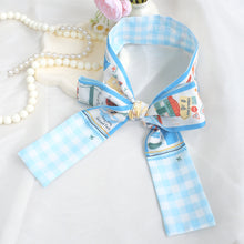 將圖片載入圖庫檢視器 【香港手繪長絲巾】 藍色 TWILLY 絲巾髮帶配絲巾扣禮盒/香港手信