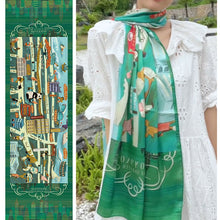 Load image into Gallery viewer, StephyDesignHK "Hong Kong story" silk scarf with scarf ring gift box