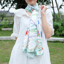 將圖片載入圖庫檢視器 StephyDesignHK【蘭花圍巾】清雅蘭花長款絲巾配絲巾扣高貴禮盒 | 披肩