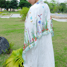 將圖片載入圖庫檢視器 StephyDesignHK【蘭花圍巾】清雅蘭花長款絲巾配絲巾扣高貴禮盒 | 披肩