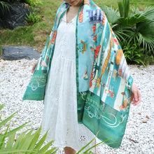 Load image into Gallery viewer, StephyDesignHK "Hong Kong story" silk scarf with scarf ring gift box