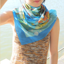 Load image into Gallery viewer, Lightweight Chiffon Scarf - Hong Kong Hand-Painted Long Scarf / Gift Box with Elegant Triple Ring