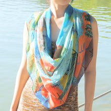 Load image into Gallery viewer, Lightweight Chiffon Scarf - Hong Kong Hand-Painted Long Scarf / Gift Box with Elegant Triple Ring