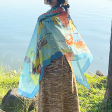 Load image into Gallery viewer, Lightweight Chiffon Scarf - Hong Kong Hand-Painted Long Scarf / Gift Box with Elegant Triple Ring