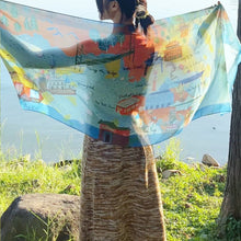 Load image into Gallery viewer, Lightweight Chiffon Scarf - Hong Kong Hand-Painted Long Scarf / Gift Box with Elegant Triple Ring