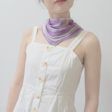 將圖片載入圖庫檢視器 香港維港幻浪 粉紫自然海浪波邊菱形絲巾/ 配絲巾扣高雅禮盒