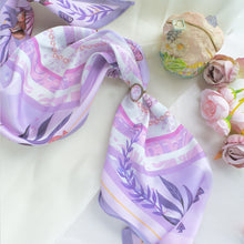 將圖片載入圖庫檢視器 香港維港幻浪 粉紫自然海浪波邊菱形絲巾/ 配絲巾扣高雅禮盒