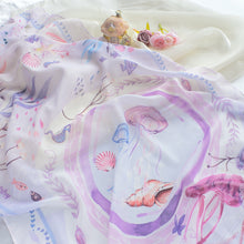 將圖片載入圖庫檢視器 香港維港幻浪 粉紫浪漫輕飄雪紡長圍巾/ 配絲巾扣高雅禮盒