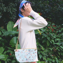 Load image into Gallery viewer, StephyDesignHK Blue Flower Twilly Scarf + Dual-purpose Crossbody Bag / Clutch Bag 2-Piece Set