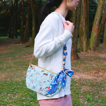 Load image into Gallery viewer, StephyDesignHK Blue Flower Twilly Scarf + Dual-purpose Crossbody Bag / Clutch Bag 2-Piece Set