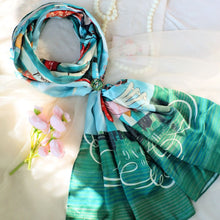 將圖片載入圖庫檢視器 StephyDesignHK 【披肩+絲巾套裝】 香港獨家插畫絲巾+手工絲巾扣