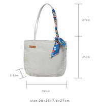Load image into Gallery viewer, StephyDesignHK Multi-pocket White Nylon shoulder tote bag with Twilly scarf