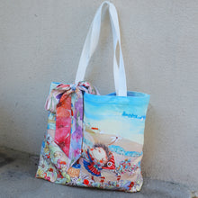 Load image into Gallery viewer, StephyDesignHK Sky Flowers canvas Tote bag Shopping Bag