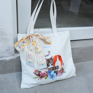 StephyDesignHK 胖貓和豚鼠  小格紋棉帆布包Tote Bag托特包