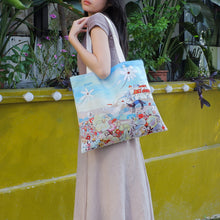 Load image into Gallery viewer, StephyDesignHK Sky Flowers canvas Tote bag Shopping Bag