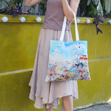 Load image into Gallery viewer, StephyDesignHK Sky Flowers canvas Tote bag Shopping Bag