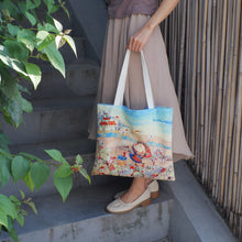 Load image into Gallery viewer, StephyDesignHK Sky Flowers canvas Tote bag Shopping Bag