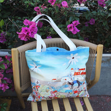 Load image into Gallery viewer, StephyDesignHK Sky Flowers canvas Tote bag Shopping Bag