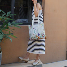 Load image into Gallery viewer, StephyDesignHK Elegant Orchid White cotton Tote bag