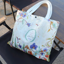 Load image into Gallery viewer, StephyDesignHK Elegant Orchid White cotton Tote bag