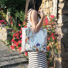 Load image into Gallery viewer, StephyDesignHK Elegant Orchid White cotton Tote bag