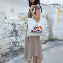 將圖片載入圖庫檢視器 StephyDesignHK 胖貓和豚鼠 小格紋棉帆布包Tote Bag托特包