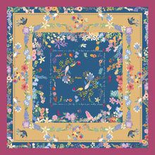 將圖片載入圖庫檢視器 StephyDesignHK 春語藍底花大絲巾連絲巾扣高雅禮盒