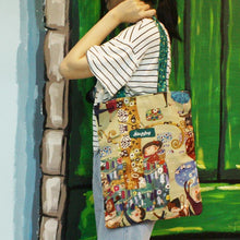 將圖片載入圖庫檢視器 StephyDesignHK "舞会"手繪畫風拉鍊帆布袋/購物袋/環保提袋/ 文青帆布袋 - stephydesignhk