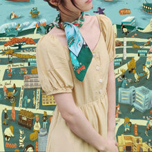 Load image into Gallery viewer, StephyDesignHK "Hong Kong story" silk scarf with scarf ring gift box
