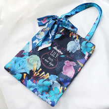 Load image into Gallery viewer, StephyDesignHK Dark Blue Series ~ Canvas Zipper Tote Bag + Ribbon Twilly Scarf / Canvas Tote bag