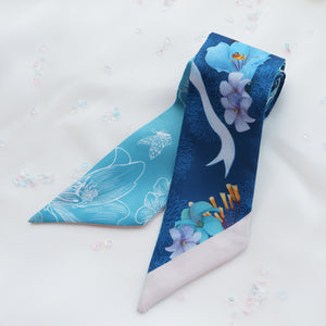 StephyDesignHK 深藍系列 ~ 帆布拉鍊托特包 +領巾飄帶絲巾/ 日韓風帆布Tote bag