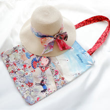 Load image into Gallery viewer, StephyDesignHK Elegant Collection ~ Canvas Zip Tote Bag + Watercolor Twilly scarf / Scarf Canvas Tote Bag