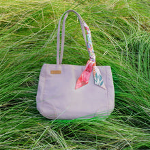 Load image into Gallery viewer, StephyDesignHK Multi-pocket Peach red Nylon shoulder tote bag with Twilly scarf