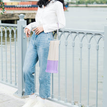 將圖片載入圖庫檢視器 StephyDesignHK 紫白雙色百摺包/皺褶包/摺疊包/單肩tote bag