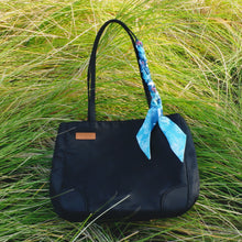 Load image into Gallery viewer, StephyDesignHK Multi-pocket Black Nylon shoulder tote bag with Twilly scarf