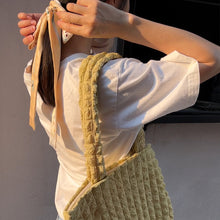 Load image into Gallery viewer, StephyDesignHK Light Yellow Cotton Candy Cloth Tote bag with Twilly / Matched with cat embroidery