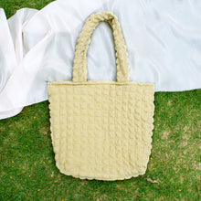 Load image into Gallery viewer, StephyDesignHK Light Yellow Cotton Candy Cloth Tote bag with Twilly / Matched with cat embroidery