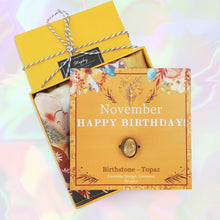 將圖片載入圖庫檢視器 StephyDesignHK 11月生日石托帕石絲巾+絲巾扣禮盒套裝