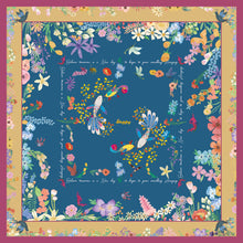 Load image into Gallery viewer, StephyDesignHK Blue Floral Scarf with Scarf Ring Gift Box