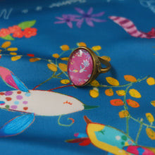 Load image into Gallery viewer, StephyDesignHK Blue Floral Scarf with Scarf Ring Gift Box