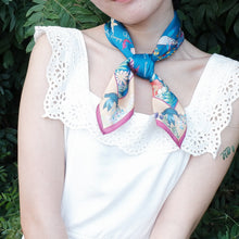 Load image into Gallery viewer, StephyDesignHK Blue Floral Scarf with Scarf Ring Gift Box