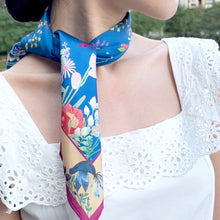 Load image into Gallery viewer, StephyDesignHK Blue Floral Scarf with Scarf Ring Gift Box