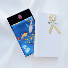 Load image into Gallery viewer, StephyDesignHK Blue Floral Scarf with Scarf Ring Gift Box